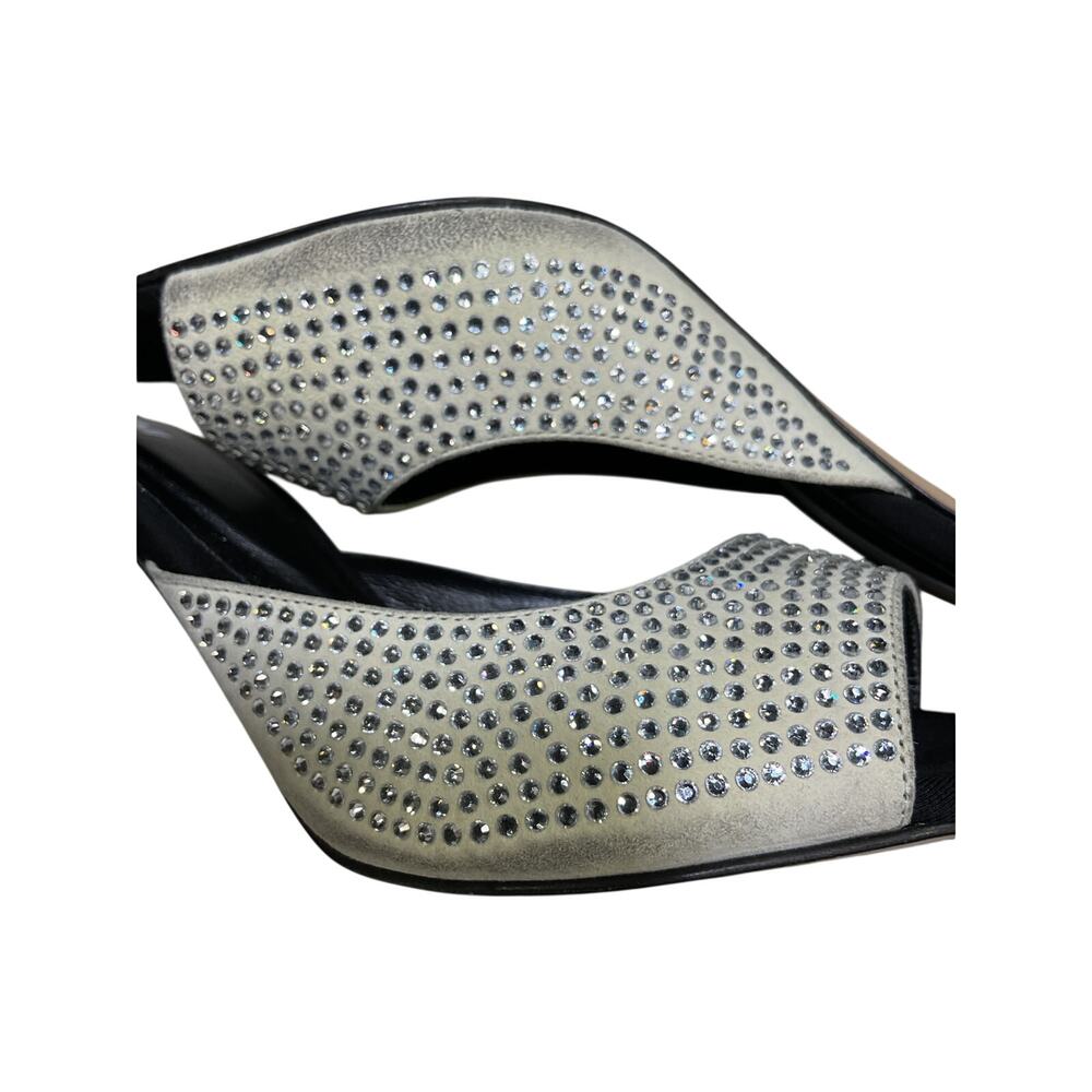 Gia Borghini Embellished Black Peep-Toe Sandals Size 38.5 EU / US 8.5 - Picture 6 of 6